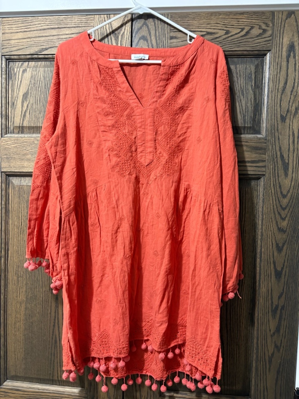 Sundance Red-Orange Embroidered Nikkia Coverup